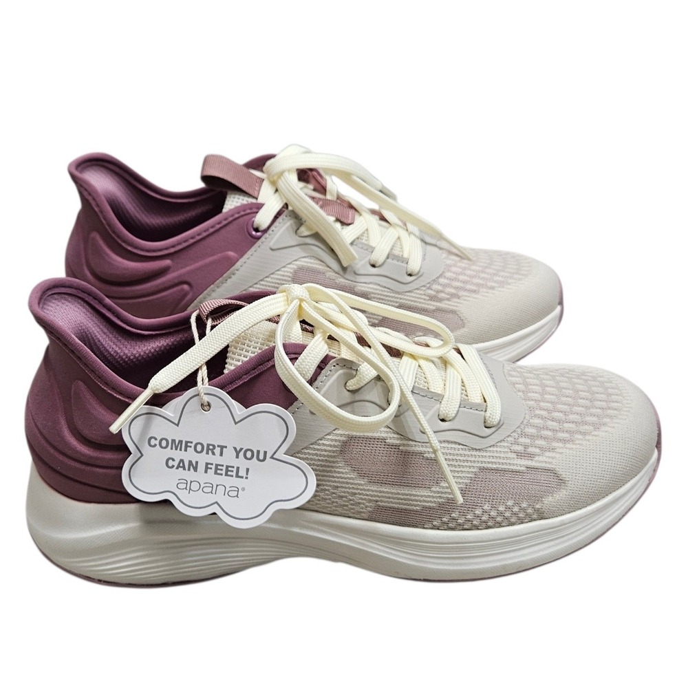 Apana‎ Luna NWT Women's Sneakers 7.5 Grey Mauve Athletic Shoes Lightweight Gym